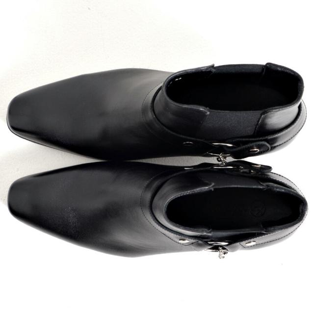 ブーツ メンズ 本革 チェーンベルト ヒールブーツ レザー 厚底ブーツ