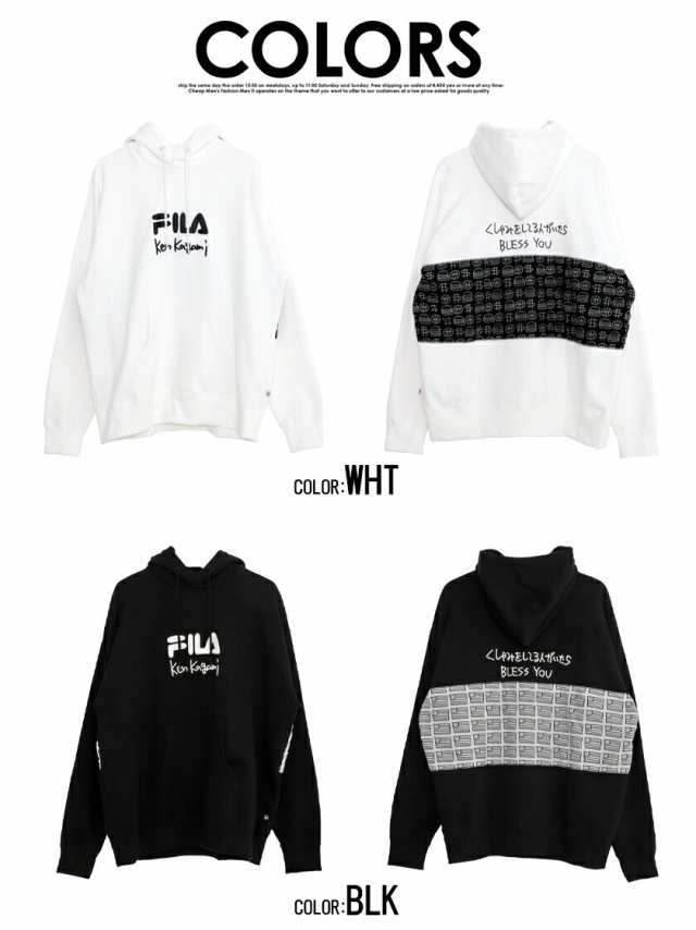 FILA フィラ プルパーカー メンズ フーディー スウェット ヘビーウェイト 裏毛 綿 コットン 厚手 ken kagami 加賀美健 コラボ ヘリテージ