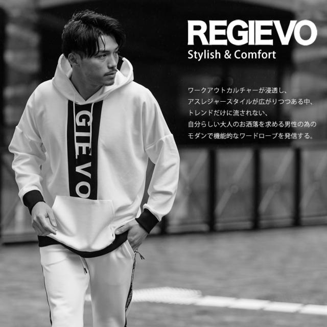 パーカー メンズ トップス スウェット スエット 長袖 プルオーバー 配色 切り替え 切替 ロゴ プリント セットアップ可 ホワイト ブラック 白 黒 M L XL REGIUS EVOLUTION REGIEVO レジエボ 春 即日発送 [15105] パーカー メンズ トップス スウェット スエット 長袖 プルオーバー