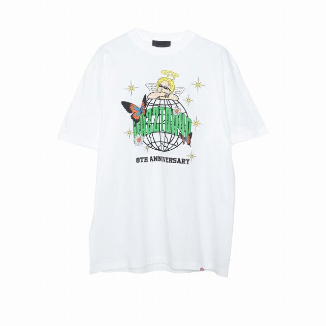 お取り寄せ商品 Tシャツ メンズ RAZZIS ラズ トップス カットソー 天使 8周年 記念 アニバーサリー プリント ホワイト ブラック 白 黒 韓国ファッション 春 夏 夏服 ご注文から3週間〜1ヵ月前後発送 返品・交換対象外 [RZPG22-A01]の通販は 6,149円
