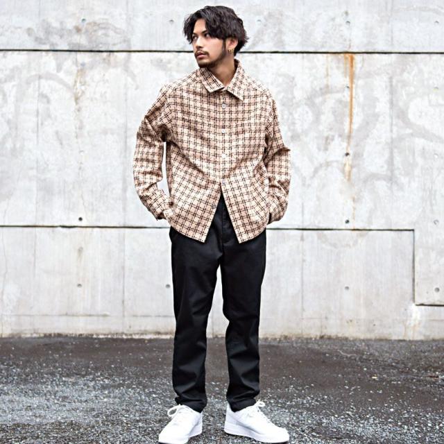 ツイードシャツ メンズ RAZZIS RAZZ ラズ ブランド おしゃれ 暖かい 防寒 長袖 シャツジャケット 大きいサイズ M L XL ユニセックス レディース 大人 アメカジ カジュアル ストリート 韓国 秋 冬 20代 30代 40代 メンズファッション 即日発送 [RZPG22-G02]_2