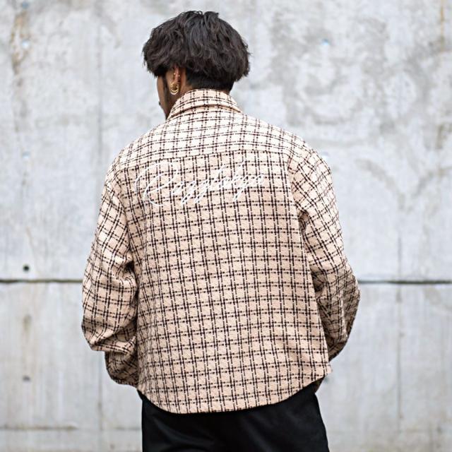 ツイードシャツ メンズ RAZZIS RAZZ ラズ ブランド おしゃれ 暖かい 防寒 長袖 シャツジャケット 大きいサイズ M L XL ユニセックス レディース 大人 アメカジ カジュアル ストリート 韓国 秋 冬 20代 30代 40代 メンズファッション 即日発送 [RZPG22-G02]_3