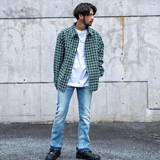 ツイードシャツ メンズ RAZZIS RAZZ ラズ ブランド おしゃれ 暖かい 防寒 長袖 シャツジャケット 大きいサイズ M L XL ユニセックス レディース 大人 アメカジ カジュアル ストリート 韓国 秋 冬 20代 30代 40代 メンズファッション 即日発送 [RZPG22-G02]_6