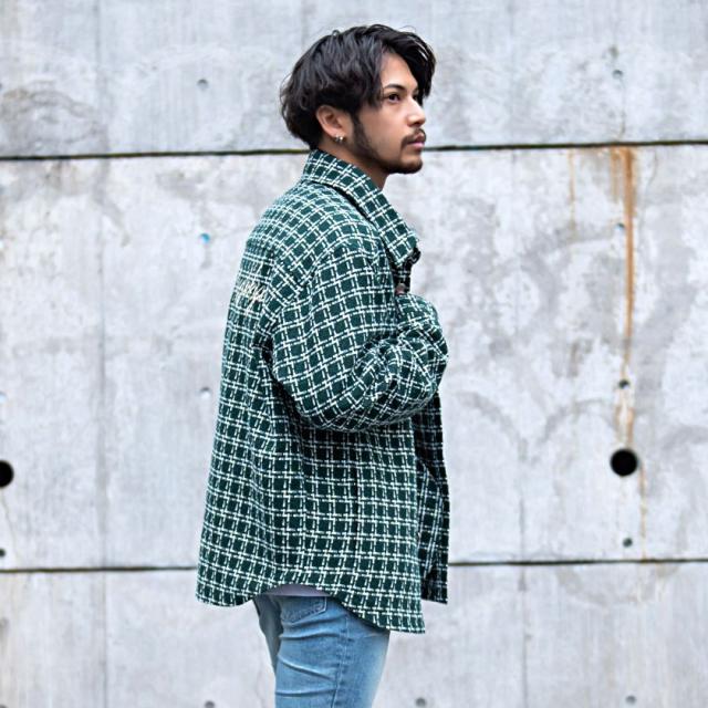 ツイードシャツ メンズ RAZZIS RAZZ ラズ ブランド おしゃれ 暖かい 防寒 長袖 シャツジャケット 大きいサイズ M L XL ユニセックス レディース 大人 アメカジ カジュアル ストリート 韓国 秋 冬 20代 30代 40代 メンズファッション 即日発送 [RZPG22-G02]_7