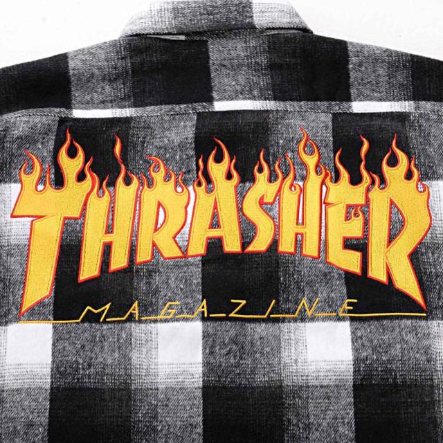 THRASHER スラッシャー ネルチェック メンズ フレイムロゴ 刺繍