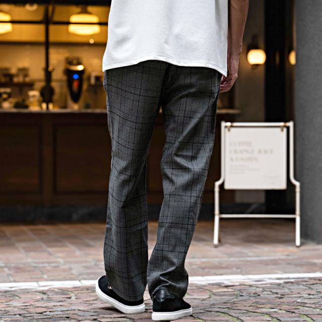テーパードチェックパンツ(ネイビー) スキニーパンツ メンズ 千鳥格子 チェック ちょいワル