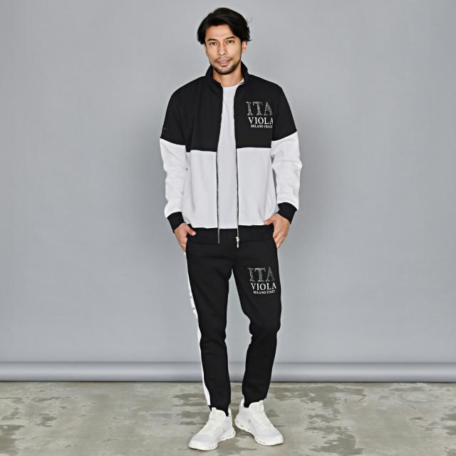 美品　ゴルフウェア セットアップ メンズ おしゃれ　L ホワイト ブラック トップイズム TopIsm ゴルフウェア セットアップ 上下セット