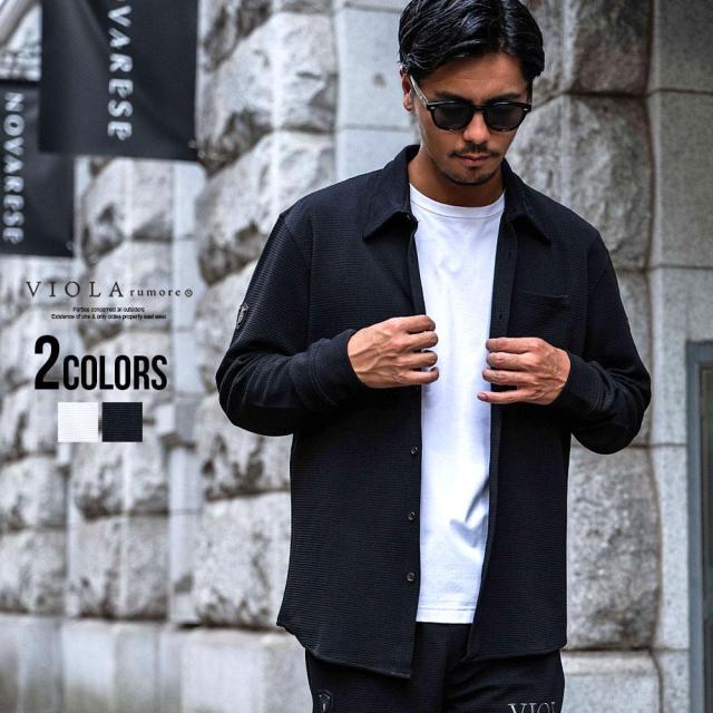 シャツ メンズ 長袖 長袖シャツ VIOLA ヴィオラ ビオラ ブランド おしゃれ トップス ゴルフ ロゴ 刺繍 エンブレム 細身 スリム タイト ストレッチ シンプル 大人 上下 セットアップ可 ホワイト ブラック 白 黒 M L XL 服 男 20代 30代 40代 50代 春 夏 秋 冬 [Y52326]