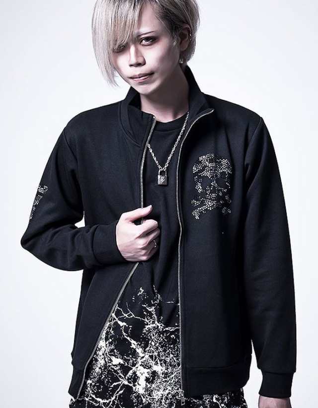 メンズ ジップアップ ジャケット スカル スタッズ ナンバリング