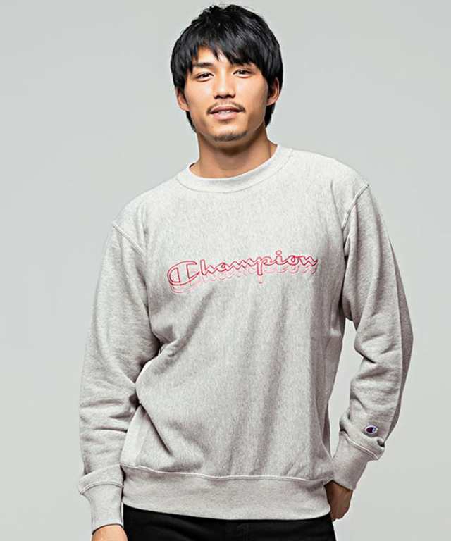 トレーナー メンズ 長袖 Champion チャンピオン ロゴ刺繍入りクルー ...