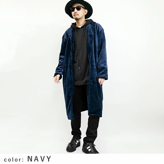 ロング丈ベロアショールカラーコート メンズコートメンズ 63562
