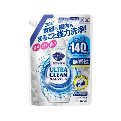 キュキュット　食洗機用洗剤　ウルトラクリーン　無香性　詰替用　770g　4901301406491