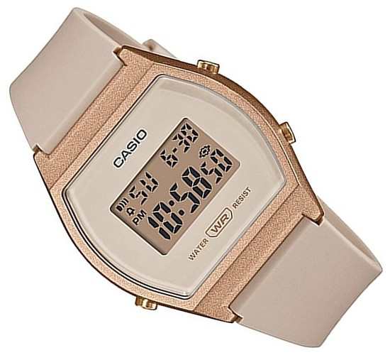 CASIO【カシオ/スタンダード】アラームクロノグラフ ボーイズサイズ 腕時計 デジタル ローズゴールド/ピンクベージュ ラバーベルト LW-20