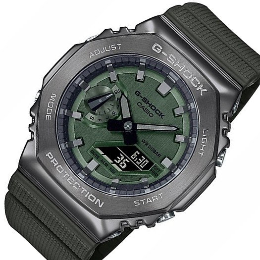 カシオ/G-SHOCK【CASIO/Gぼうぜん自失】メタルケースモデル アナデジ メンズウオッチ まっ黒い緑であること 【国内定まり品】GM-2100B-3AJF