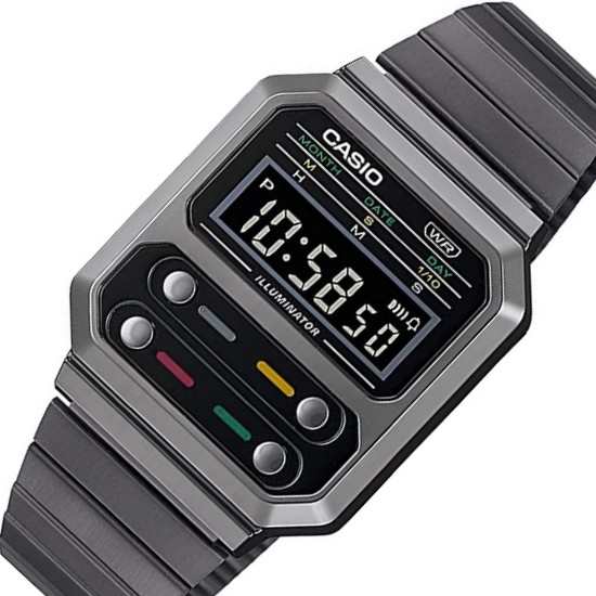 CASIO【カシオ】スタンダード デジタルモデル ボーイズサイズ ガンメタ