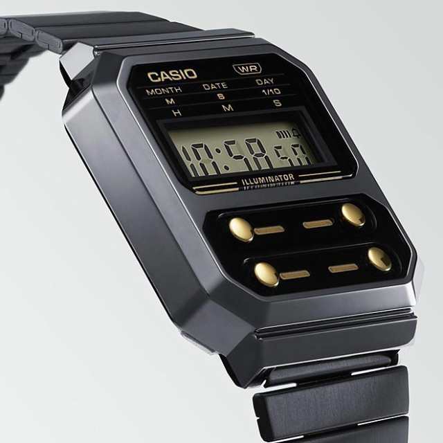 CASIO【カシオ】スタンダード デジタルモデル ボーイズサイズ ガンメタメタルベルト 海外モデル A100WEGG-1A2