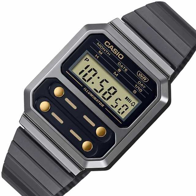 CASIO【カシオ】スタンダード デジタルモデル ボーイズサイズ ガンメタメタルベルト 海外モデル A100WEGG-1A2｜au PAY マーケット