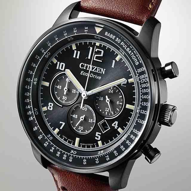 CITIZEN シチズン メンズ 腕時計 黒 ソーラー グロノグラフ ステンレス