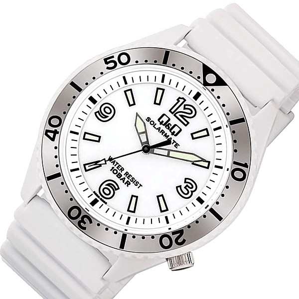 CITIZEN/シチズンQQ/キューアンドキュー ソーラーメイト メンズ ソーラー腕時計 ホワイト文字盤 ホワイトラバーベルト H064-003(国の通販はau  PAY マーケット - BRIGHT
