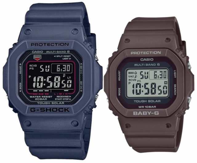 カシオ/G-SHOCK【CASIO/BABY-G】ペアウォッチ ソーラー電波腕時計 ネイビー/ブラウン【国内正規品】GW-M5610U-2JF/BGD-5650-5JFの通販は