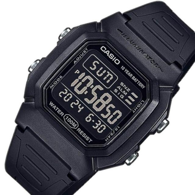 CASIO【カシオ/スタンダード】メンズ腕時計 デジタルモデル ブラックケース ラバーベルト 海外モデル W-800H-1B（送料無料）