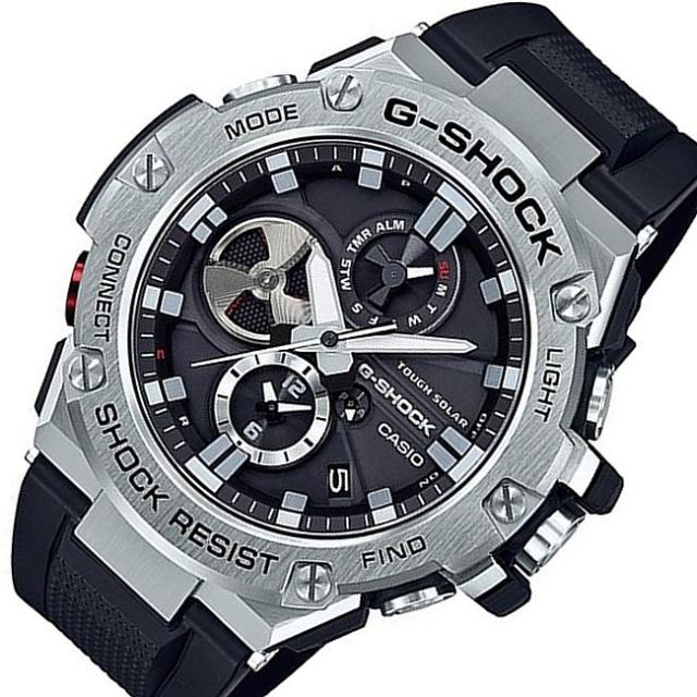 CASIO/G-SHOCK【カシオ/Gショック】G-STEEL/Gスチール モバイルリンク ソーラー腕時計 メンズ ガンメタ文字盤 ラバーベルト 海外モデル GST-B100-1A