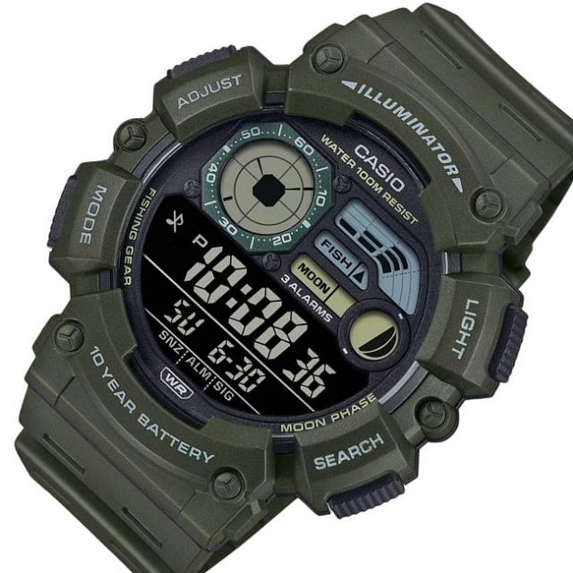 CASIO【カシオ/スタンダード】デジタル メンズ腕時計 ラバーベルト ダークグリーン 海外モデル WS-1500H-3B