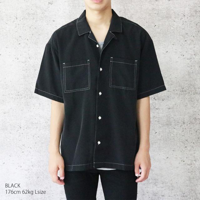 バイカラー オープンカラー シャツ ビッグシルエット 開襟 シャツ メンズ 半袖 2色 切替 配色 サテン ビッグシャツ Big ワイドシルエットの通販はau Pay マーケット Valletta バレッタ