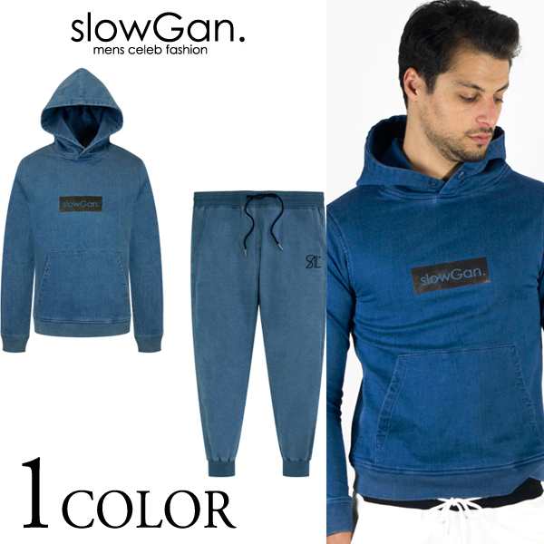 【slowGan】スローガン デニムパーカーセットアップ 上下セット パーカー スウェットパンツの通販は