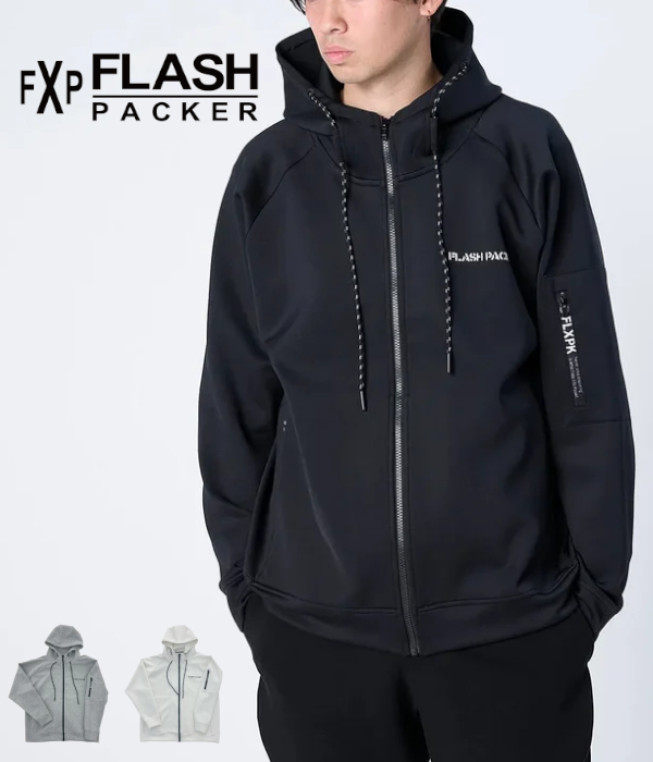 FLASH PACKER フラッシュパッカー XP-AIR PARKA エアテンション ダンボールニット ジップパーカー メンズ スウェット カジュアル スポーツ フーディ ジャージ