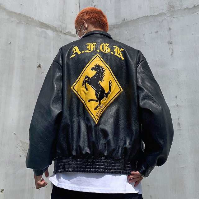 袖丈605cmAFGK Racing Leather Jacket(レザージャケット) - レザー