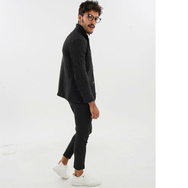 slowGan 合いことば 縞模様セットアップ 上衣＆ズボン下仕かける 上下仕かける イタリアン色合い メンズ 心地よい 伸ばすこと 華燭の典 2次会 差し上げ物 セットアップ