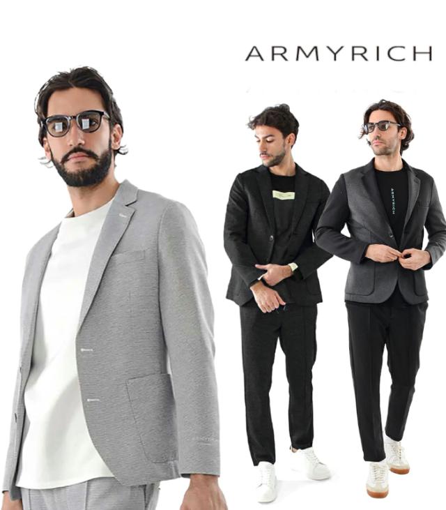 ARMYRICH アーミーリッチ 好いたらしい伸ばすことメッシュ原料品 Feel Loose 2Bテーラードスーツ メンズ セットアップ 好いたらしいめ 上下仕かける