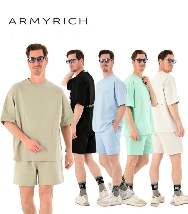 ARMYRICH アーミーリッチ オーバーサイズTシャツセットアップ メンズ 上下セット カジュアル スポーツ ジム トレーニング ルームウェア