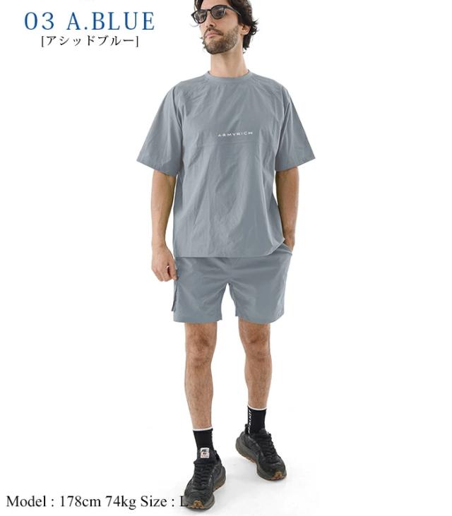 ARMYRICH アーミーリッチ セットアップ ストレッチナイロン メンズ 上下セット 男性 カジュアル スポーツ Tシャツ ショートパンツ ルームウェア_9