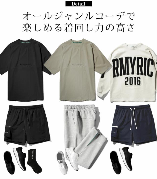 ARMYRICH アーミーリッチ セットアップ ストレッチナイロン メンズ 上下セット 男性 カジュアル スポーツ Tシャツ ショートパンツ ルームウェア_4