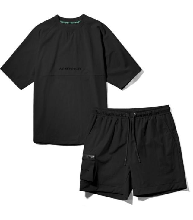 ARMYRICH アーミーリッチ セットアップ ストレッチナイロン メンズ 上下セット 男性 カジュアル スポーツ Tシャツ ショートパンツ ルームウェア_6