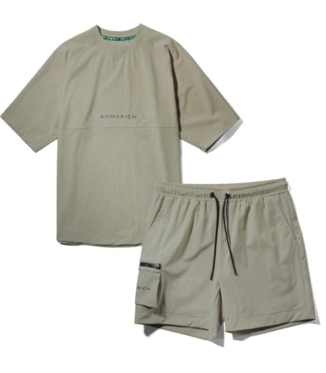 ARMYRICH アーミーリッチ セットアップ ストレッチナイロン メンズ 上下セット 男性 カジュアル スポーツ Tシャツ ショートパンツ ルームウェア_8