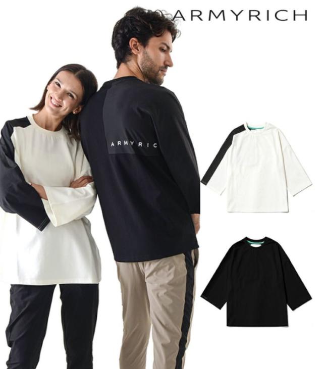 ARMYRICH アーミーリッチ 9分袖オーバーTシャツ メンズ レディース ユニセックス カットソー ビッグシルエット カジュアル スポーツ