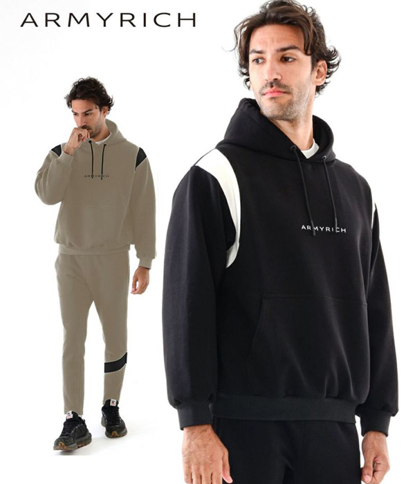 ARMYRICH アーミーリッチ PUレザー切替パーカーセットアップ 上下セット おしゃれ カジュアル コーデ ブランド