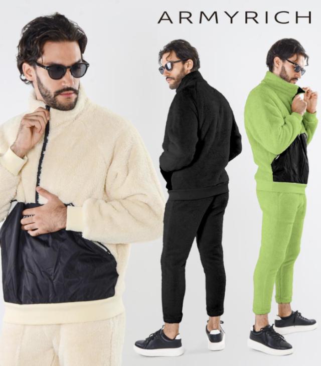 ARMYRICH アーミーリッチ ボアセットアップ もこもこ メンズ ルームウェア 部屋着 男性 フリース 暖かい 上下セット カジュアル