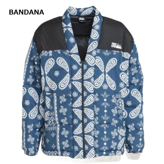 FIRST DOWN(ファーストダウン)HANTEN DOWN JKT 半纏 はんてんダウンジャケット 日本 メンズ レディース ユニセックス アウター 防寒着 防寒 秋冬 M-XL 黒 ブラック カジュアル カモフラ 迷彩 柄 バンダナ ペイズリー おしゃれ FIRST DOWN(ファーストダウン)HANTEN DOWN JKT 半纏 はんてんダウン