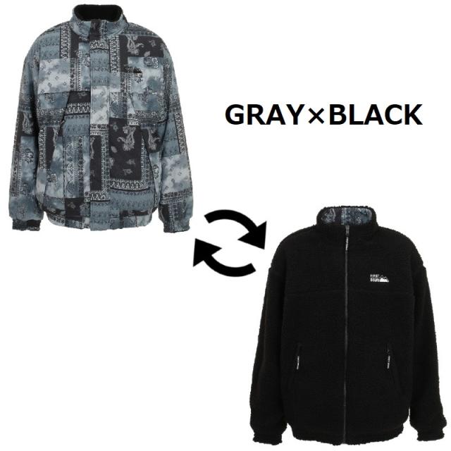 FIRST DOWN(ファーストダウン)REVERSIBLE BOA JKT リバーシブル ボアジャケット ブルゾン アウター メンズ レディース ユニセックス カジュアル アウトドア 秋冬 防寒 キャンプ もこもこ 暖かい ギフト ネイビー グレー ブラウン ペイズリー バンダナ柄 カモフラ 迷彩 FIRST DOWN(ファーストダウン)REVERSIBLE BOA JKT リバーシブル ボア