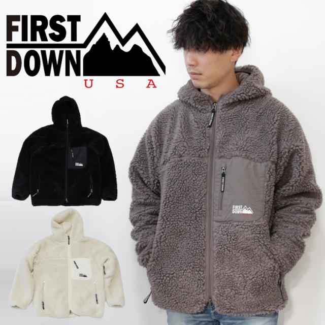 FIRST DOWN ファーストダウン BOA PARKA ボア パーカー メンズ フーディー レディース ユニセックス 防寒 秋冬 ブラック ホワイト チャコール