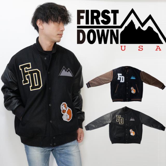 FIRST DOWN ファーストダウン VARSITY JACKET バーシティ ジャケット メンズ アウター 秋冬 中綿 冬服 秋服 M L XL ブラック ネイビー