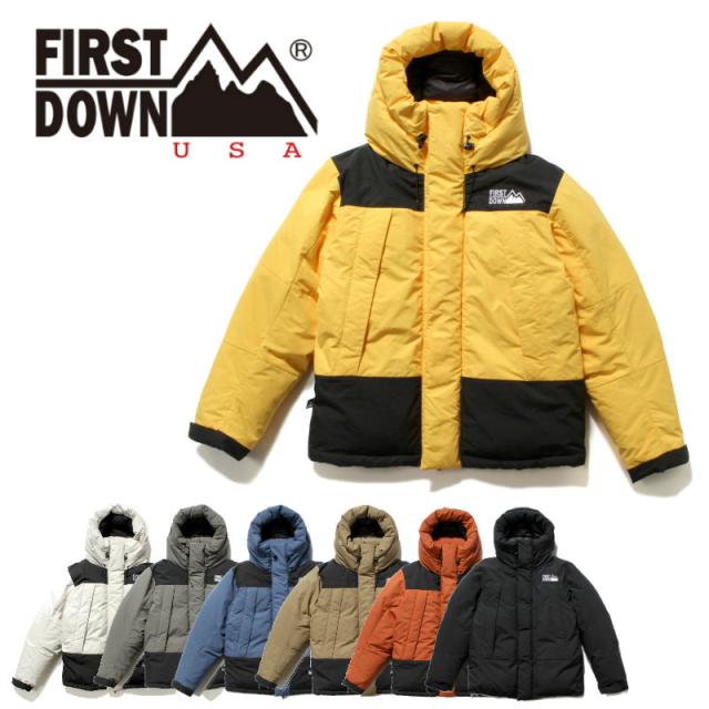 FIRST DOWN ファーストダウン DOWN JACKET HOODIE 2トーンダウンパーカー ジャケット ダウンパーカー ダウンジャケット アウター メンズ 防寒