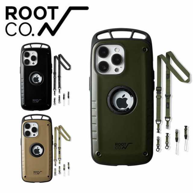 ROOT CO ルートコーiPhone14ProMax専用ケース＋ネック&ショルダーストラップ スマホケース スマホカバー iPhoneケース アウトドア キャンプの通販は