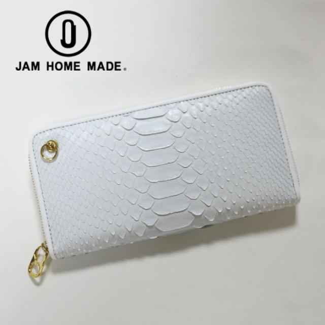JAM  MADE ジャムホームメイド パイソンジップロングウォレット -WHITE- 長財布 メンズ レディース ユニセックス 蛇革 牛革 財布