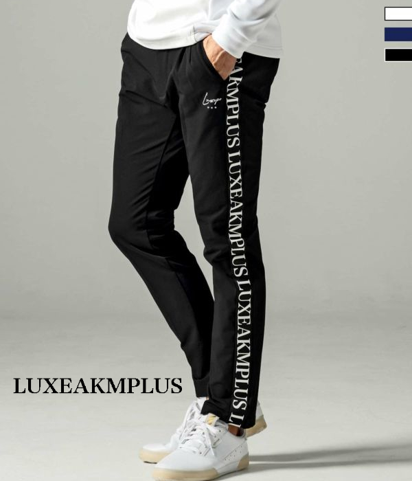 SALE セール LUXEAKMPLUS リュクスエイケイエムプラス サイドロゴソフトシェルスラックスパンツ ゴルフ GOLF スポーツ ストレッチ シンプル おしゃれ 防寒