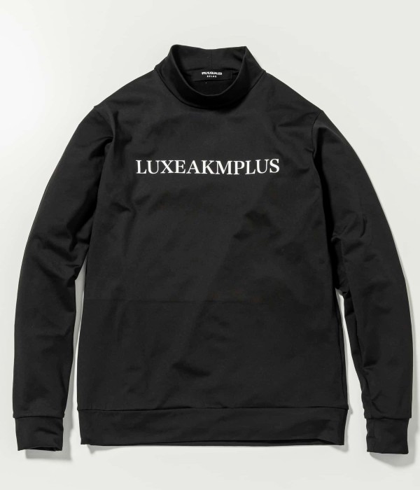 ✨新品未使用❇️LUXEAKMPLUS❇️ヘムロゴモックネック長袖Tシャツ ★BL★ LUXEAKMPLUS リュクスエイケイエムプラス ゴルフ ウェア メンズ